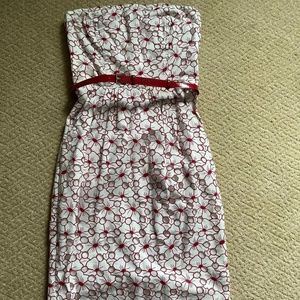 Lovely Red and White Strapless Dress